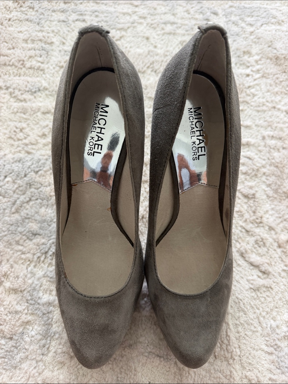 Michael Kors Taupe Suede Round-Toe High Heels